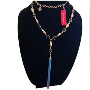 NEW Lilly Pulitzer Cowrie Shell‎ Blue Tassel Necklace